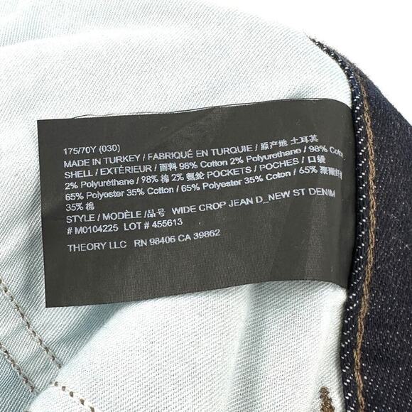 NWT Theory Wide Crop Jean in Indigo sz 30 - Picture 6 of 8